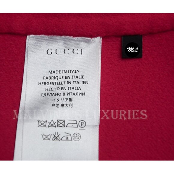 GUCCI COAT OVERSIZED MAGENTA WOOL ANGORA BLEND LONG JACKET IT sz 42 / US 6 - Picture 12 of 12